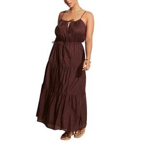Faithfull The Brand Tiered Brown Henri Maxi Dress Size XS